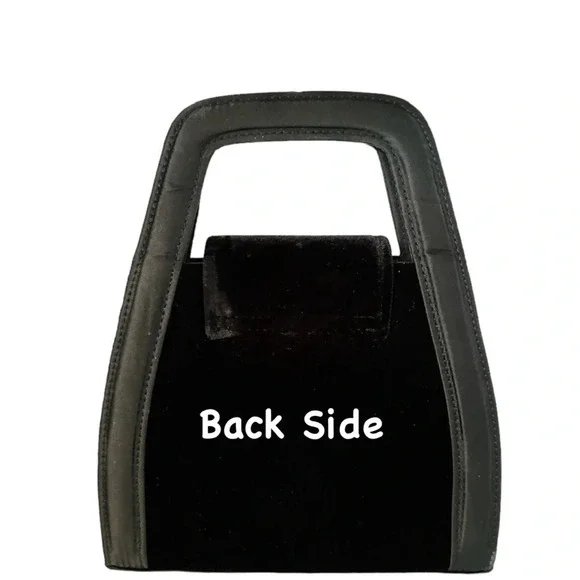 Black Suede & Satin Mini Handbag/Crossbody Bag Vintage - Picture 3 of 7